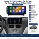 Konix 10.25-Inch Linux Car Screen for Mercedes-Benz C-Class W204 2007-2011 – NTG 4.0 System