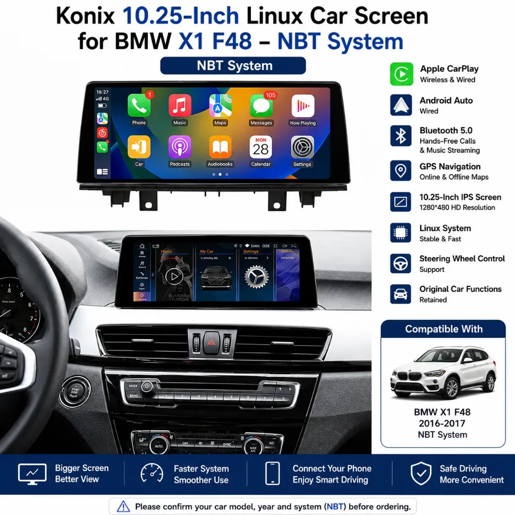 Konix 10.25-Inch Linux Car Screen for BMW X1 F48 2016-2017 – NBT System