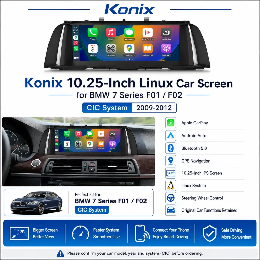 Konix 10.25-Inch Linux Car Screen for BMW 7 Series F01 / F02 2009-2012 – CIC System