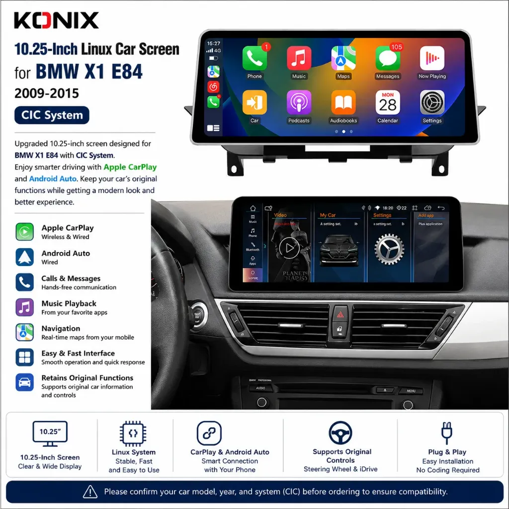 Konix 10.25-Inch Linux Car Screen for BMW X1 E84 2009-2015 – CIC System